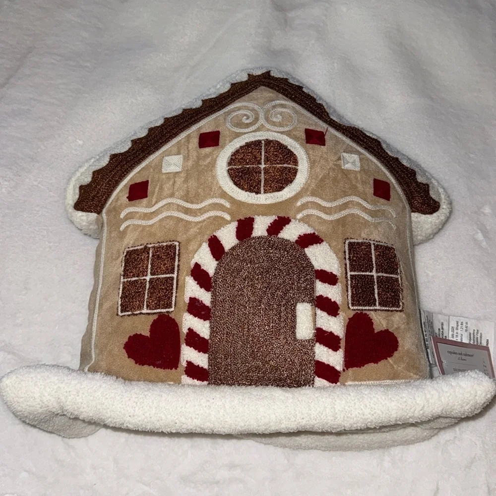 Cupcakes And Cashmere Gingerbread House Pillow-NWT